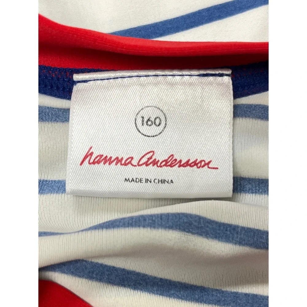 HANNA ANDERSSON Rainbow Stripe Rash Guard‎ Sz 160 XL Long Sleeve Swim Shirt Sun